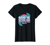 Dios está Dentro de Ella Ella no caerá Camiseta gráfica económica, Mujer, Negro, XS