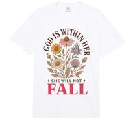 Dios está Dentro de Ella Ella no caerá Fe Floral Comfort Colors Adult Heavyweight T-Shirt