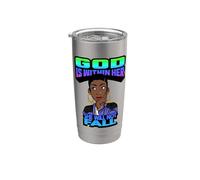 Dios está dentro de ella ella no caerá mujer cristiana negra Vaso térmico de acero inoxidable de doble pared