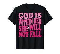Dios está dentro de ella Ella no caerá Salmos 46:5 Groovy Pink Camiseta