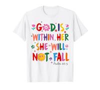 Dios Está Dentro De Ella No Caerá Coqueta Biblia Cristiana Camiseta