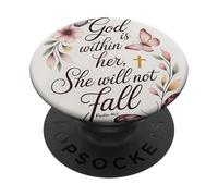 Dios está Dentro de Ella, no caerá Verso biblico Mujeres PopSockets PopGrip Adhesivo