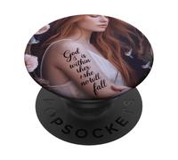 Dios está Dentro de Ella, no caerá Verso biblico Mujeres PopSockets PopGrip Adhesivo