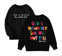 Dios está en ella, ella no caerá - Sudadera con capucha para niña con versículo de la Biblia, Negro , 5-6 años