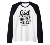 Dios está en Medio de Ella - Verso de la Biblia Christian Women Camiseta Manga Raglan