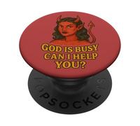 Dios está Ocupado, ¿Puedo ayudarte? Diablo Woman Art Demon Girl PopSockets PopGrip Adhesivo