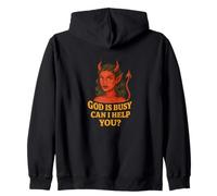 Dios está Ocupado, ¿Puedo ayudarte? Diablo Woman Art Demon Girl Sudadera con Capucha