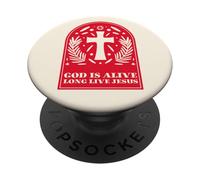 Dios está Vivo Larga Vida a Jesús (Cross Graphic) PopSockets PopGrip Adhesivo