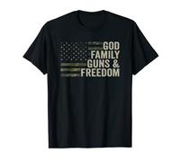 DIOS FAMILIA ARMAS Y LIBERTAD - Fe Jesús Camo Derechos de armas Camiseta