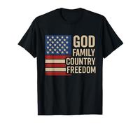 Dios, Familia, país, Libertad, Bandera de los Estados Unidos, fe Cristiana, Jesús Camiseta