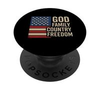 Dios, Familia, país, Libertad, Bandera de los Estados Unidos, fe Cristiana, Jesús PopSockets PopGrip Adhesivo
