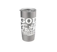 Dios Fe Éxito Cristiano Inspirado Vaso térmico de acero inoxidable de doble pared