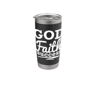 Dios Fe Éxito Cristiano Inspirado Vaso térmico de acero inoxidable de doble pared