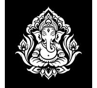 Dios hindú Ganesh con cabeza de elefante y motivo de loto Pegatinas de pared de vinilo 67.2x73.8cm No daña la superficie de la pared Blanco