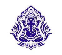 Dios hindú Ganesh con cabeza de elefante y motivo de loto Pegatinas de pared de vinilo 67.2x73.8cm Personalización personalizada Azul oscuro