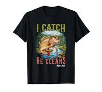 Dios Hizo un Pescador de Hombres I Catch he Clean Aventura Pesca Camiseta