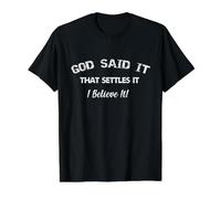 Dios lo Dijo, eso lo arregla, Creo Que diseño Camiseta gráfica económica, Hombre, Negro, L