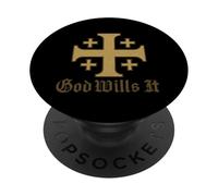 Dios lo Quiere - Deus Vult - Cruz de Jerusalén PopSockets PopGrip Adhesivo
