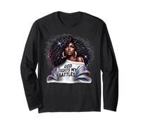 Dios Lucha mis batallas Mujeres cristianas Negras melanina Sista Manga Larga