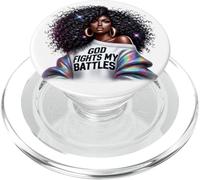 Dios Lucha mis batallas Mujeres cristianas Negras melanina Sista PopSockets PopGrip para MagSafe