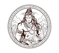 Dios Mahakaal y su imagen Calcomanías de pared de PVC 67.2x67.7cm Impermeable Café