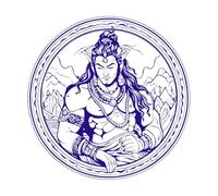 Dios Mahakaal y su imagen Pegatinas de pared de papel adhesivo 67.2x67.7cm Incluye kit de película de transferencia Azul oscuro