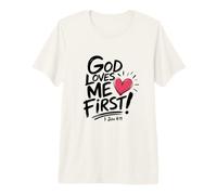 Dios me ama el Primer diseño de fe Cristiana | 1 Juan 4:19 Camiseta Premium