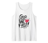 Dios me ama el Primer diseño de fe Cristiana | 1 Juan 4:19 Camiseta sin Mangas