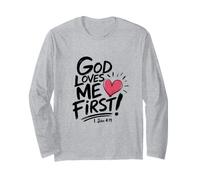 Dios me ama el Primer diseño de fe Cristiana | 1 Juan 4:19 Manga Larga