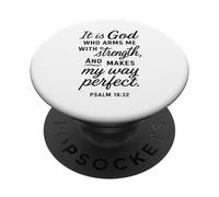 Dios me Arma con Fuerza Salmo 18:32 Versículo bíblico Escritura PopSockets PopGrip Adhesivo