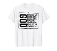 Dios me diseñó. Me creó. Me bendice. Camiseta gráfica económica, Hombre, Blanco, L