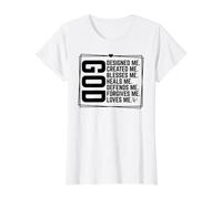 Dios me diseñó. Me creó. Me bendice. Camiseta gráfica económica, Mujer, Blanco, L