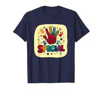 Dios me Hizo Cristianos Especiales para niños Huella de Mano Colorida Camiseta, Hombre, Azul Marino, M