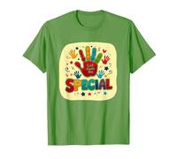 Dios me Hizo Cristianos Especiales para niños Huella de Mano Colorida Camiseta, Hombre, Hierba, XL