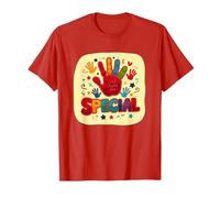 Dios me Hizo Cristianos Especiales para niños Huella de Mano Colorida Camiseta, Hombre, Rojo, XXL
