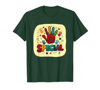 Dios me Hizo Cristianos Especiales para niños Huella de Mano Colorida Camiseta, Hombre, Verde Bosque, XL