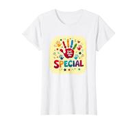 Dios me Hizo Cristianos Especiales para niños Huella de Mano Colorida Camiseta, Mujer, Blanco, S