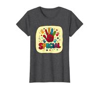 Dios me Hizo Cristianos Especiales para niños Huella de Mano Colorida Camiseta, Mujer, Jaspeado Oscuro, L