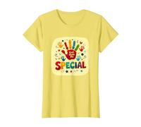 Dios me Hizo Cristianos Especiales para niños Huella de Mano Colorida Camiseta, Mujer, Limón, S
