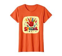 Dios me Hizo Cristianos Especiales para niños Huella de Mano Colorida Camiseta, Mujer, Naranja, 3XL