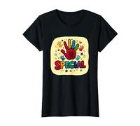 Dios me Hizo Cristianos Especiales para niños Huella de Mano Colorida Camiseta, Mujer, Negro, XS