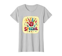 Dios me Hizo Cristianos Especiales para niños Huella de Mano Colorida Camiseta, Mujer, Plata, M