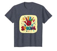 Dios me Hizo Cristianos Especiales para niños Huella de Mano Colorida Camiseta, Niños, Azul Jaspeado, 8 años