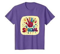 Dios me Hizo Cristianos Especiales para niños Huella de Mano Colorida Camiseta, Niños, Morado Jaspeado, 8 años