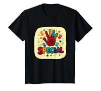 Dios me Hizo Cristianos Especiales para niños Huella de Mano Colorida Camiseta, Niños, Negro, 4 años