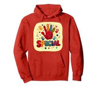 Dios me Hizo Cristianos Especiales para niños Huella de Mano Colorida Sudadera con Capucha, Unisex para Adultos, Rojo, S
