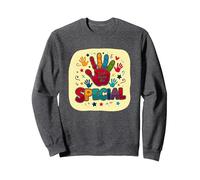 Dios me Hizo Cristianos Especiales para niños Huella de Mano Colorida Sudadera, Unisex para Adultos, Jaspeado Oscuro, XL