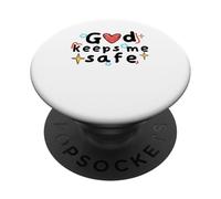 Dios me Mantiene a Salvo Doodle Kid Cristianismo Fe Religioso PopSockets PopGrip Adhesivo