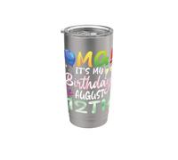 Dios mío, es mi cumpleaños el 12 de agosto Feliz día para mí niño niña Vaso térmico de acero inoxidable de doble pared