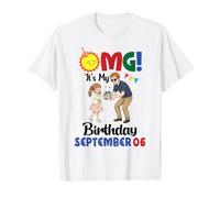 Dios mío, es mi cumpleaños en septiembre 06 Feliz a papá Hija Camiseta gráfica económica, Hombre, Blanco, L